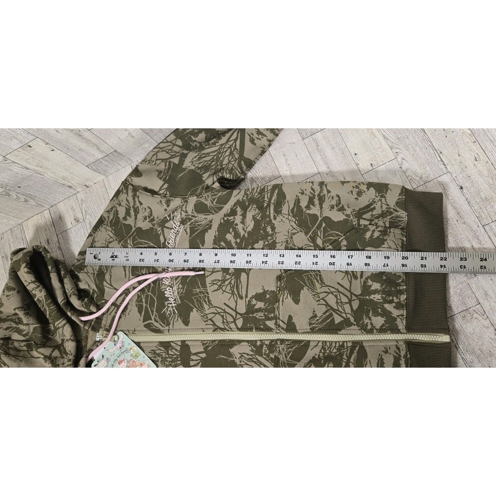 Hello Kitty & Friends Sweatshirt XS Olive Green Zip Up Graphic Fleece Lined NEW - Picture 6 of 12